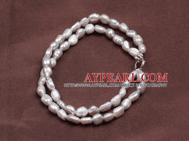 Elegante Double Layer natürlichen grauen Süßwasser Barock-Perlen-Armband