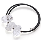 New Arrival Simple Style Irregualr Shape Clear Crystal with Elastic Leather Bracelet