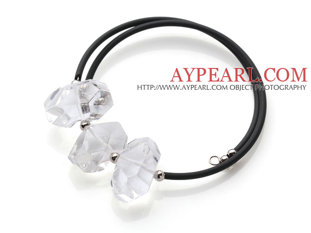 Nya Ankomst Enkel stil Irregualr Shape Clear Crystal med Elastic Leather Bracelet