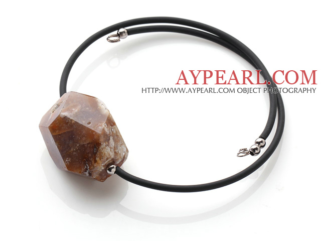 New Arrival Simple Style Irregualr Shape Agate with Elastic Leather Bracelet