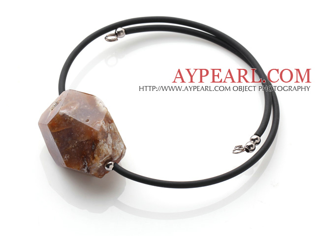 Nya Ankomst Enkel stil Irregualr Shape Agate med Elastic Leather Bracelet