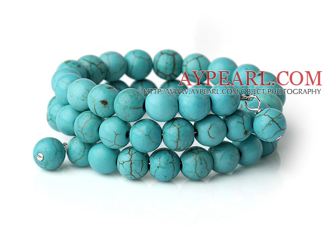 New Arrival Multi Strands Round Blue Turkoosi helmillä Elastinen rannerengas