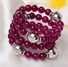 2014 Gorgeous Multi Strands Fasett Rose Red Agate pärlor Stretch Bracelet