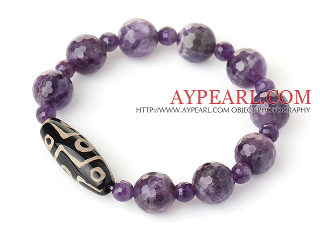 Amazing Simple Style Single Strand Faceted Amethyst Beads Bracelet with Accessory