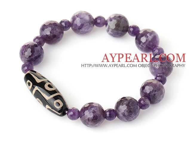 Uimitor de simplu Style Single Strand Faceted Amethyst margele brățară cu accesorii