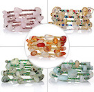 5 st Vackra Multi Layer Multi Color Wrapped Gemstone och Crystal Elastisk armband