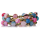 Newly Popular Style Multi Layer Round Multi Color Air-Slake Agate Beads Bracelet