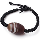 Wholesale Vintage Style Frosted Banded Agate Hand-knitted Bracelet