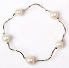 Fashion Armband Vit Färg Potato Pearl Stretch Bracelet 