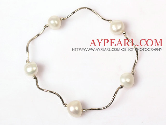 Fashion armbånd hvit farge Potato Pearl Stretch Bracelet 