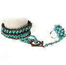 Style Vintage Turquoise Bracelet et bague (Bracelet réglable) 