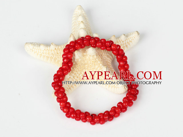 Red Coral 5*8mm Beads Bangle Bracelet