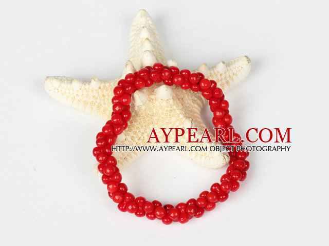 Red Coral 5 * 8mm Pärlor Bangle Armband