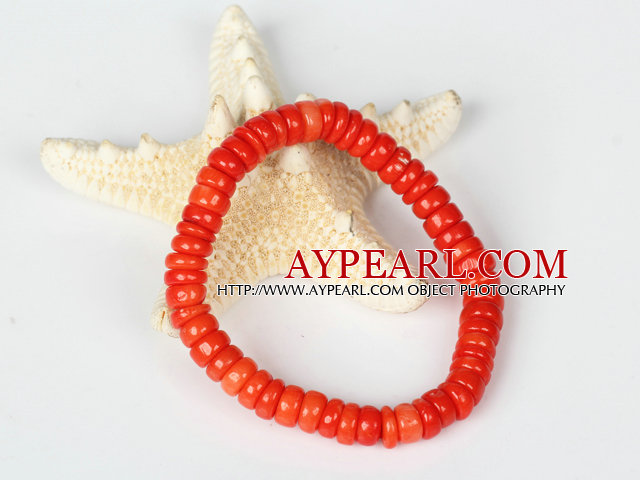 Red Coral Abacus pärlor Stretch Bracelet