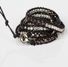 Fashion Wrap Bangle Bracelet Crystal and Nickle Free Metal Beads Wrapped Bracelet
