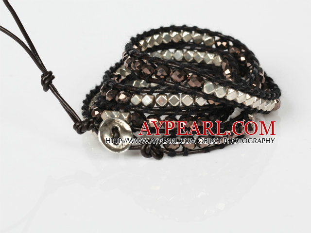 Fashion Wrap Bangle Bracelet Crystal and Nickle Free Metal Beads Wrapped Bracelet