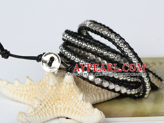 Fashion Style Wrap Bangle Bracelet Crystal and Nickle Free Metal Beads Wrapped Bracelet