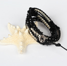 Fashion Style Wrap Bracelet Cristal Noir et Nickle Perles gratuites Emballé Bracelet