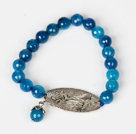 Wholesale 8mm Faceted Blue Agate Stretch Bracelet with Metal Bird Accessory