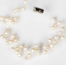 3-4mm Natural White Freshwater Pearl Bridal Bracelet with Magnetic Clasp