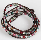 Clear Crystal og Multi Color Agate Wrap Bangle Bracelet