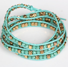 Lake Gren Crystal and Copper Beads Four Times Wrap Bangle Bracelet