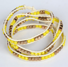 Yellow Crystal and Copper Beads Four Times Wrap Bangle Bracelet