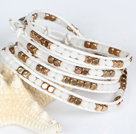 Clear Crystal and Copper Beads Four Times Wrap Bangle Bracelet