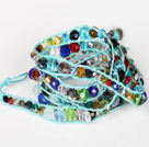 Blandade Multi Color Crystal Pärlor Six Times Wrap Bangle Armband