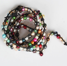 Assortiment Multi Color eau douce Perles Perle Six fois Wrap Bracelet Gracelet