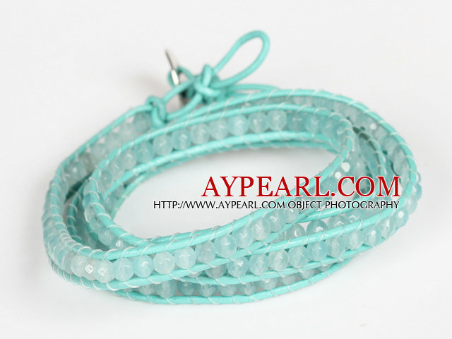 4mm Candy Jade Pärlor Fyra gånger Wrap Bangle Gracelet