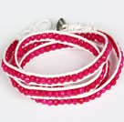 4mm Hot Pink Couleur Bonbons Jade Perles Quatre fois Wrap Bracelet Gracelet