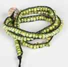 3-4mm Green Pearl margele de trei ori Wrap brățară brățară cu incuietoare Shell