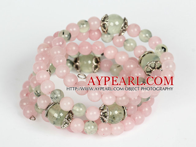 Wrap armbånd Rose Quartz og Prehnite Perler Wrap Bangle Bracelet