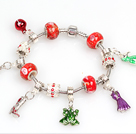 Fashion Style perles rouges Charm Bracelet avec Grenouille et Pendentif Robe