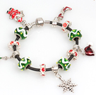 Fashion Style Christmas Charm Armband med svart läder