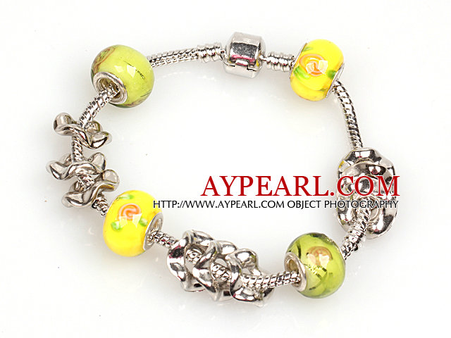 Fashion Style de couleur jaune Bracelet Charm Glaze