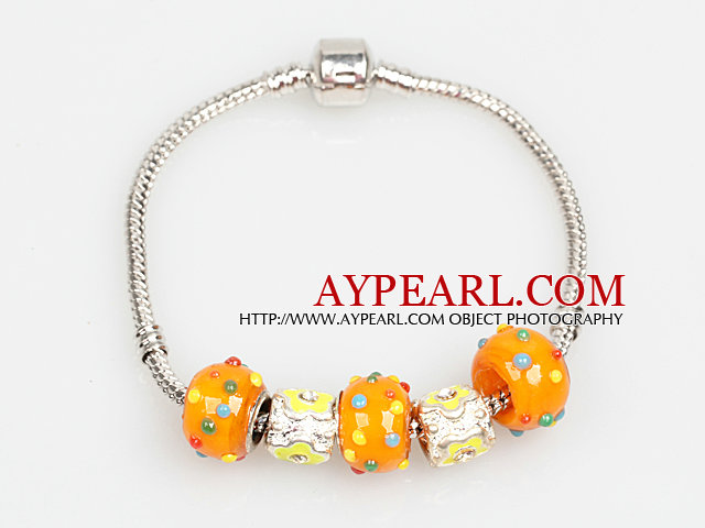 Mote Stil Orange Color Farget Glaze Charm Bracelet