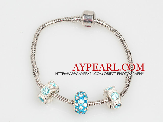 Enkel Fashion Style Ljusblå Colored Glaze Charm Bracelet