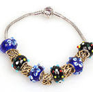 Wholesale Fashion Style Dark Blue and Black Colored Glaze Charm Bracelet