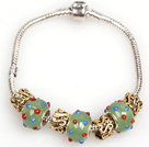 Wholesale Fashion Style Green Colored Glaze Charm Bracelet
