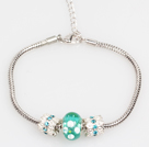 Simple and Fashion Style Lake Blue Colored Glaze Charm Bracelet