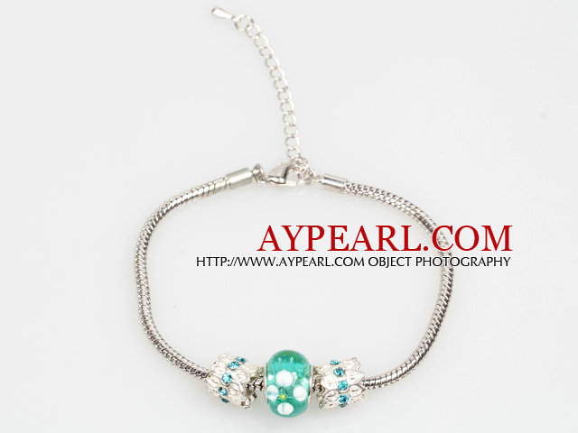 Simple and Fashion Style Lake Blue Colored Glaze Charm Bracelet