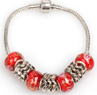 Fashion Style Red Colored Glaze Charm Bracelet for Women