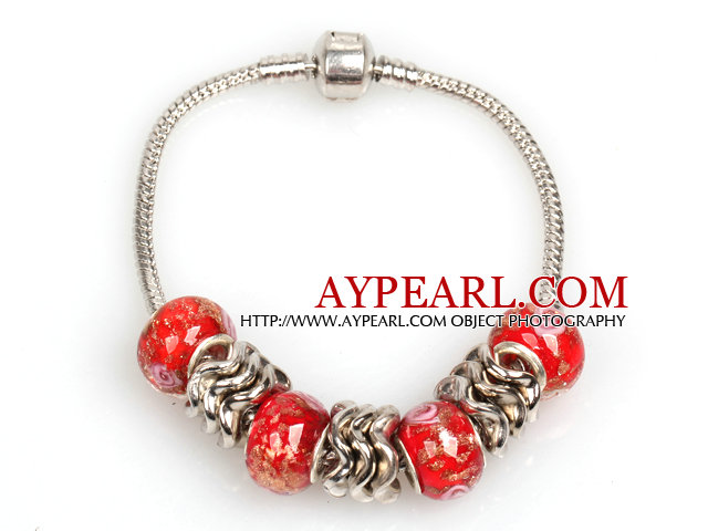 Fashion Style Red Colored Glaze Charm Bracelet for Women