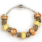 Wholesale Fashion Style Yellow Colored Glaze Charm Bracelet Jewelry