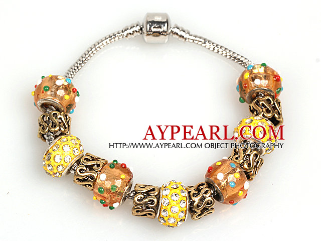 Fashion Style Yellow Colored Glaze Charm Bracelet Jewelry