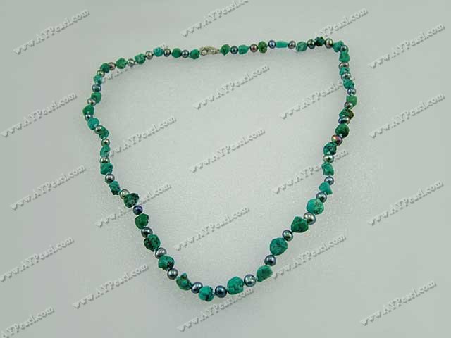 black pearl green turquoise necklace