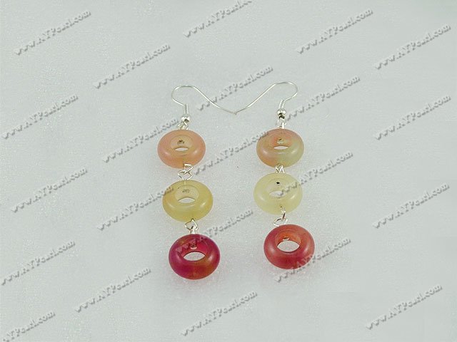 three color jade earrings
