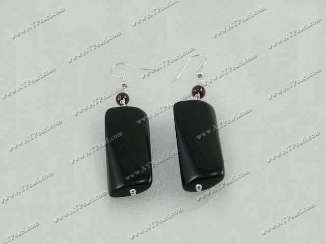 garnet black agate earrings